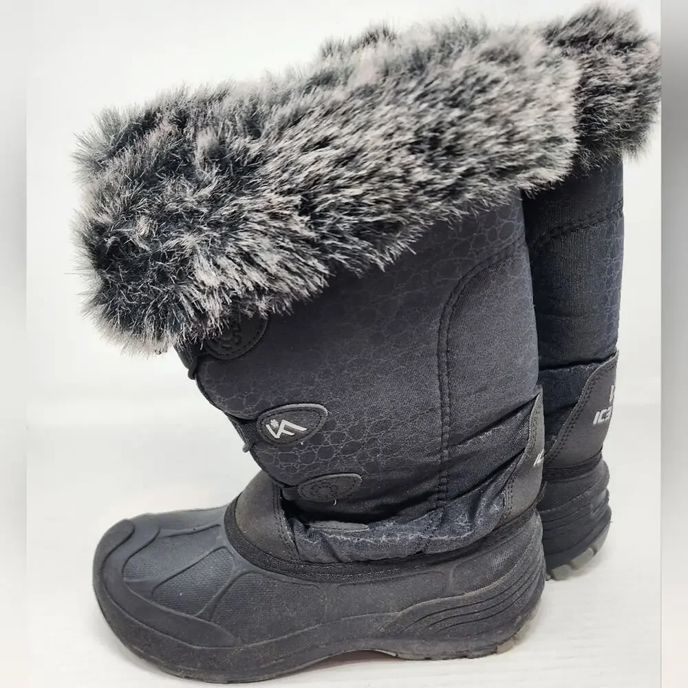 Ice Face Women's‎ Snow Boots Black Faux Fur lining Ideal for Winter Boots Size 7